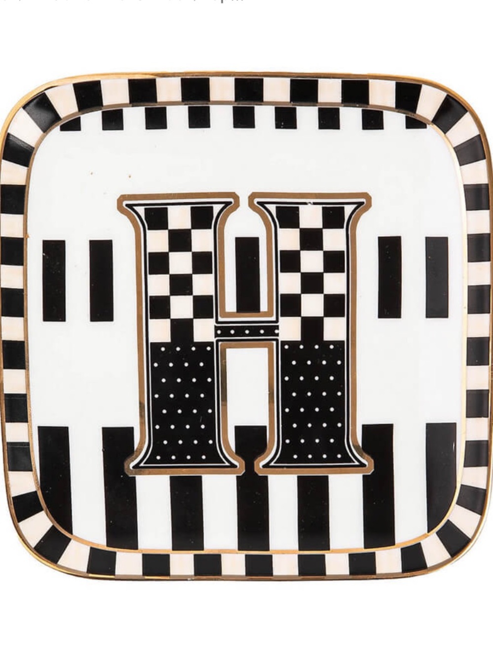 Mackenzie-Child's Monogram Plate- H, new in Box.